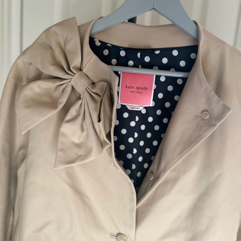 Kate Spade Dorothy Tan Trench Coat with Bow Accent - Picture 6 of 7
